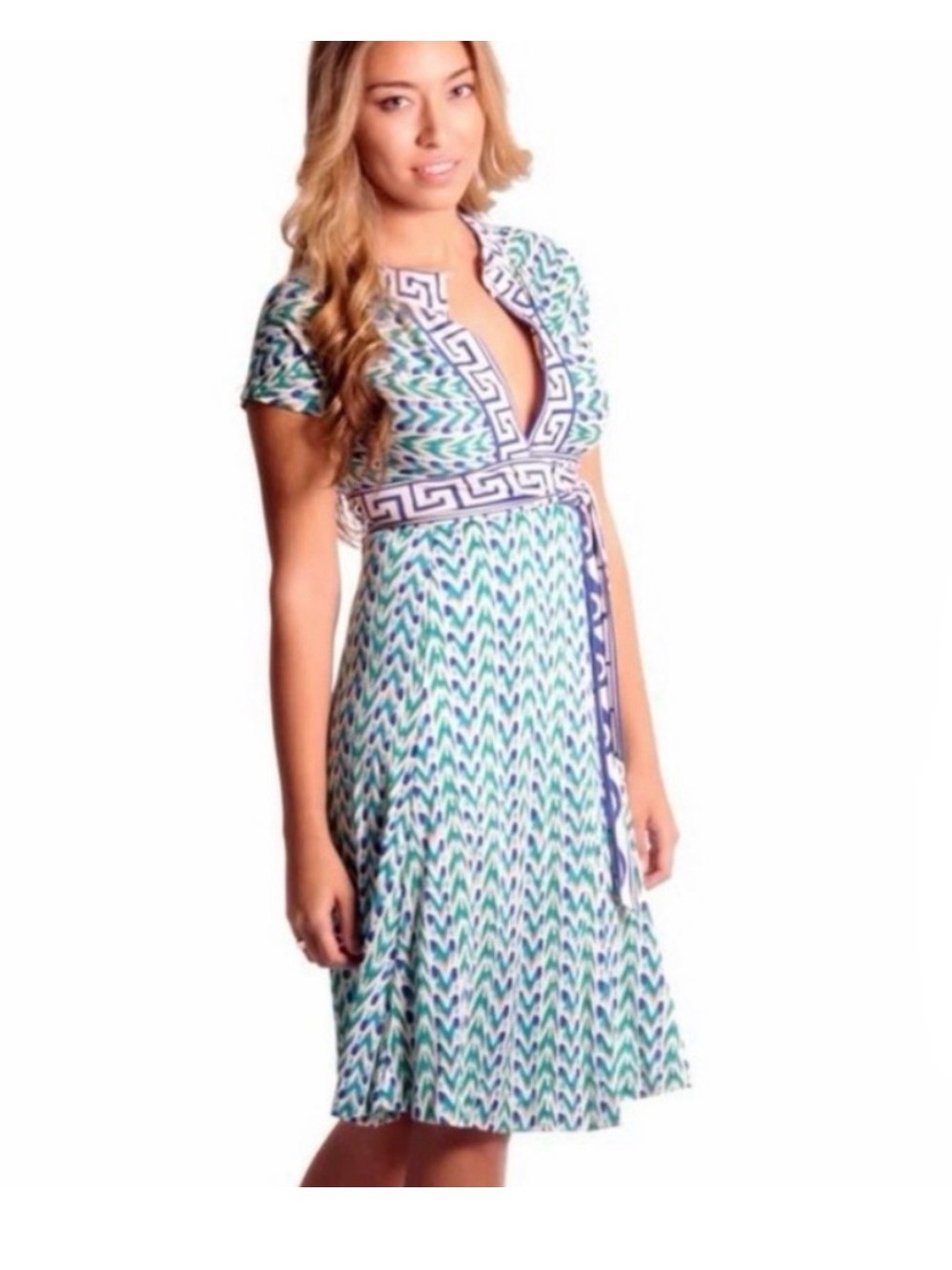 Diane Von Furstenberg Svetlana Greek Key Wrap Dress Size S/XS